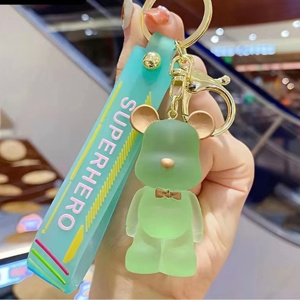Bear Acrylic Transparent Keychain…Color: Green